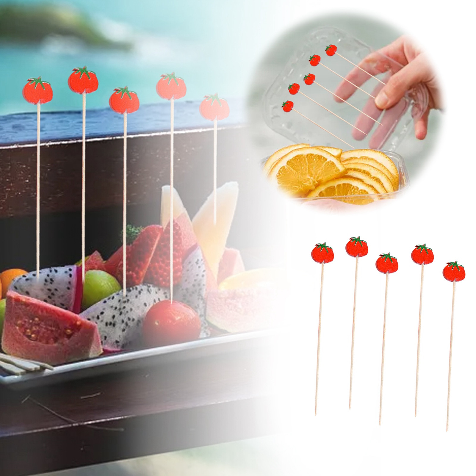 thumbnail image 2 of Año Nuevo Chino Palillo de cóctel 100PCS Año Palillos de fruta Palillos de postre de fruta Alimentos Sándwiches Bebidas Carne Pinchos Frutas Productos para fiestas infantiles, 2 of 2